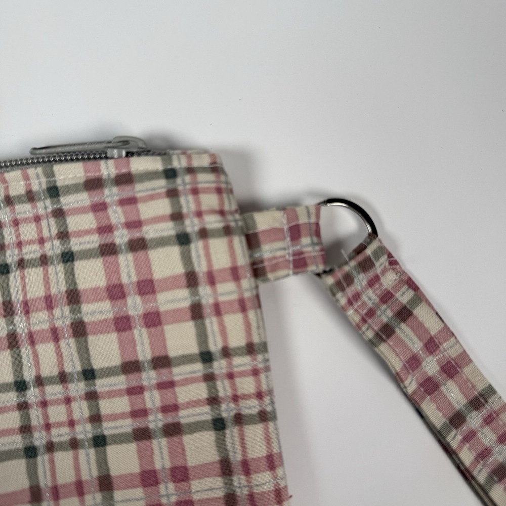 Handmade Wristlet Zipper Pouch Purse Clutch Lightweight Strap New Plaid - Picture 3 of 5